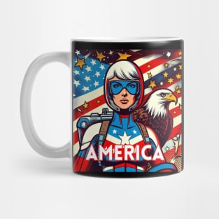 America Patriotic Female Comic Book Cosmic Superhero July 4 USA Bald Eagle Mug